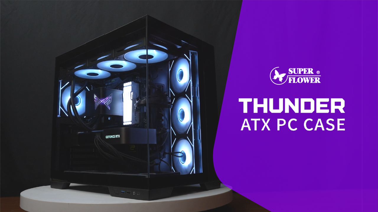 【Media】Thunder PC Case Product Introduction , 20.5° Side Mount Fan Design for Better Air Flow And Heat Dissipation , Front & Side Tempered Glass Panel.